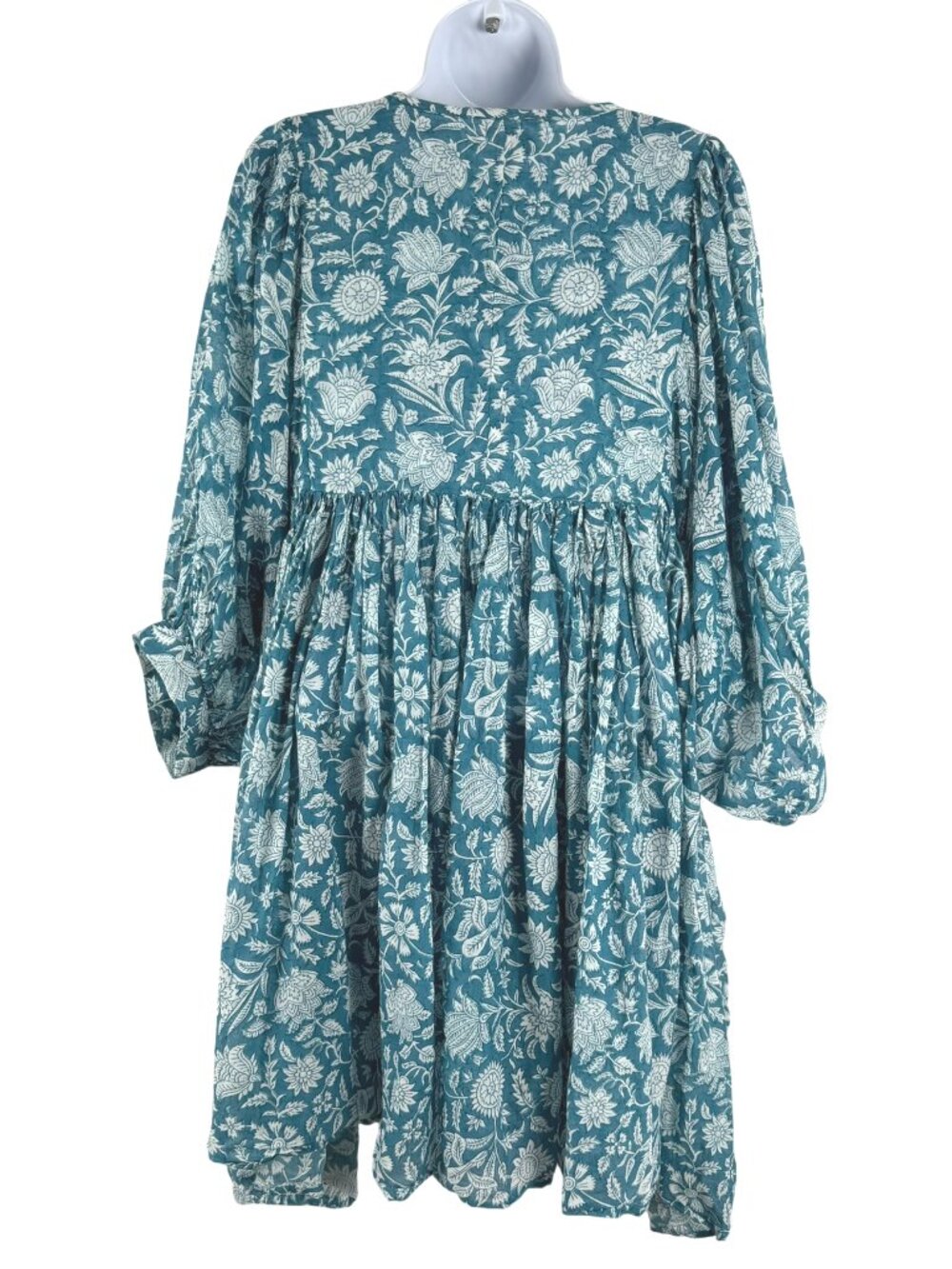 Daughters Of India Kyra Mini Dress Ocean Blue Large Floral Boho Flowy DR-1930 - Picture 6 of 9